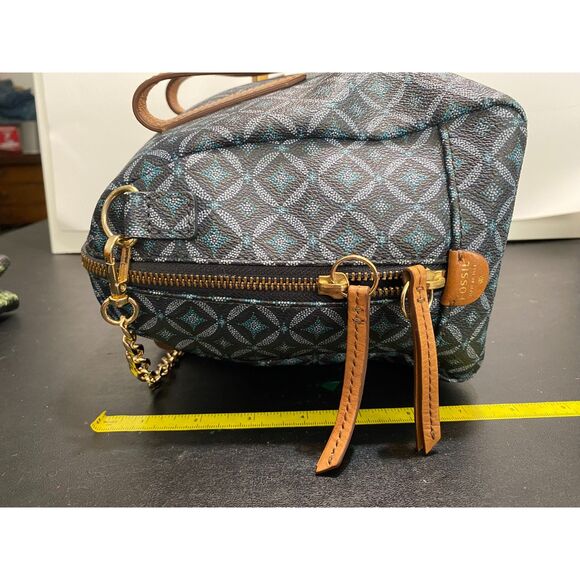 Fossil Blue and Brown Sydney Satchel with After Market Crossbody Shoulder Strap - Picture 7 of 7